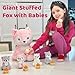 MorisMos Pink Fox Stuffed Animal Set Soft 19 Inch Mommy Stuffed Fox Plush Toys with Baby Inside Cute Fox Plushie Gift for Girls Women Kids Birthday Christmas - Image 2