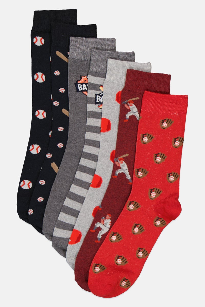 The Orrsum Sock Co Men Seven Days x Orrsum 7 Pairs Pack Graphic Print Crew Socks, Multicolor - Image 1