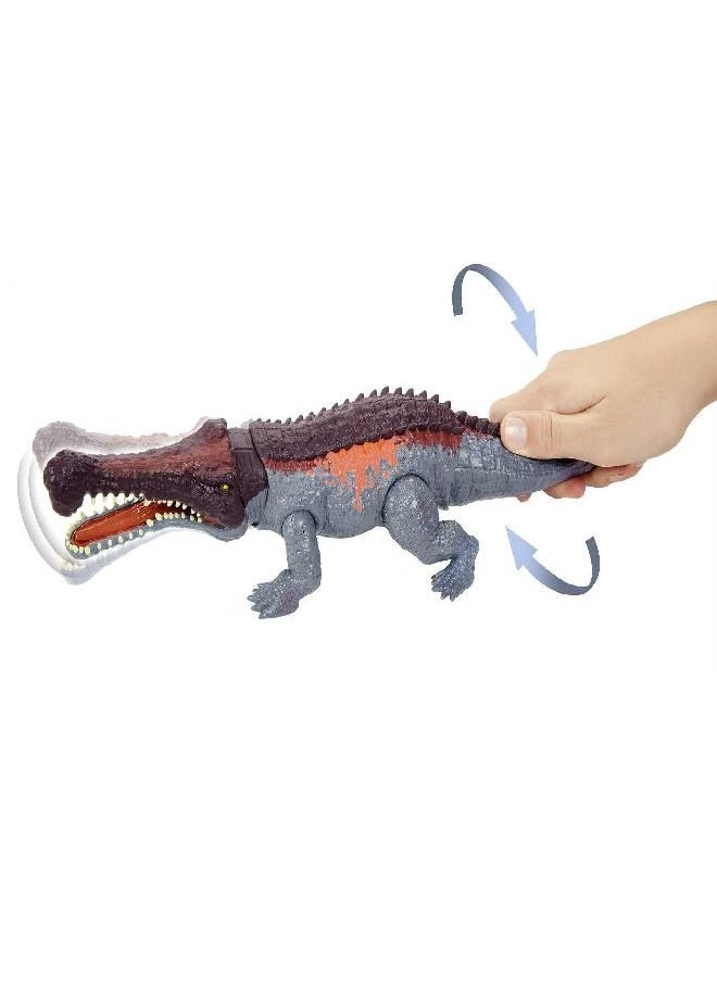 Jurassic World Toys - Jurassic World Toys Massive Biters Sarcosuchus Larger-Species Dinosaur Action Figure, Tail-Activated Strike & Chomp Action - Image 1