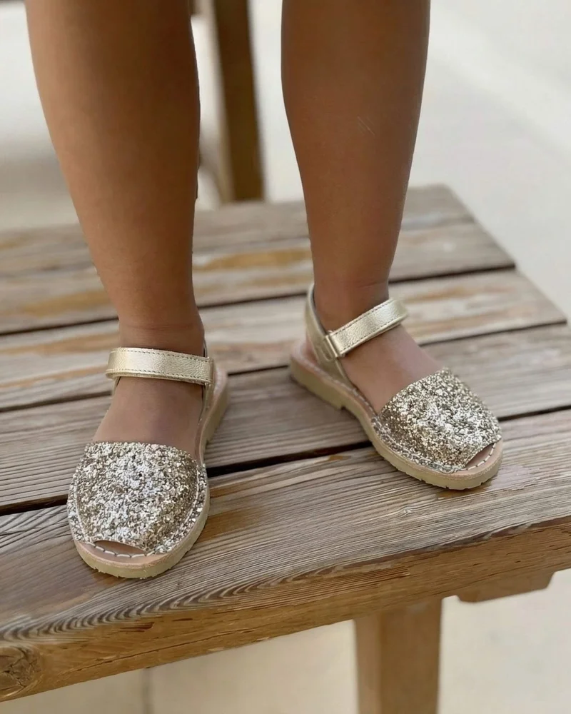 SHOEQ Champagne Glitter Toddler Avarca for Women | Best Price UAE