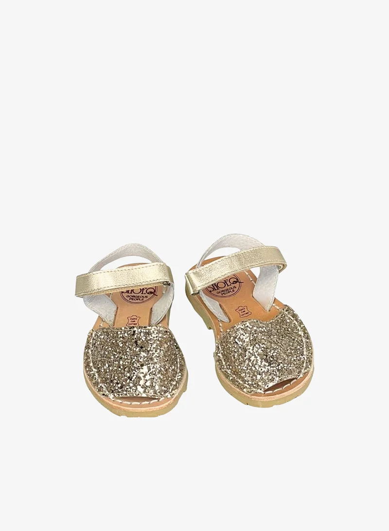 SHOEQ Champagne Glitter Toddler Avarca for Women | Best Price UAE