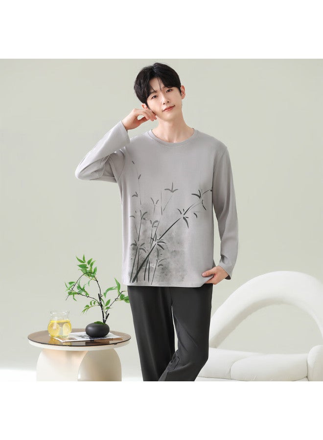 Your Sun Yiershuang Men's Pajamas, Autumn And Winter Cotton Pullover Long-sleeve Round Neck Set, Loose Casual Comfortable Loungewear, Suitable For Outdoor Wear - Image 4