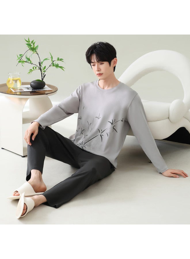 Your Sun Yiershuang Men's Pajamas, Autumn And Winter Cotton Pullover Long-sleeve Round Neck Set, Loose Casual Comfortable Loungewear, Suitable For Outdoor Wear - Image 3