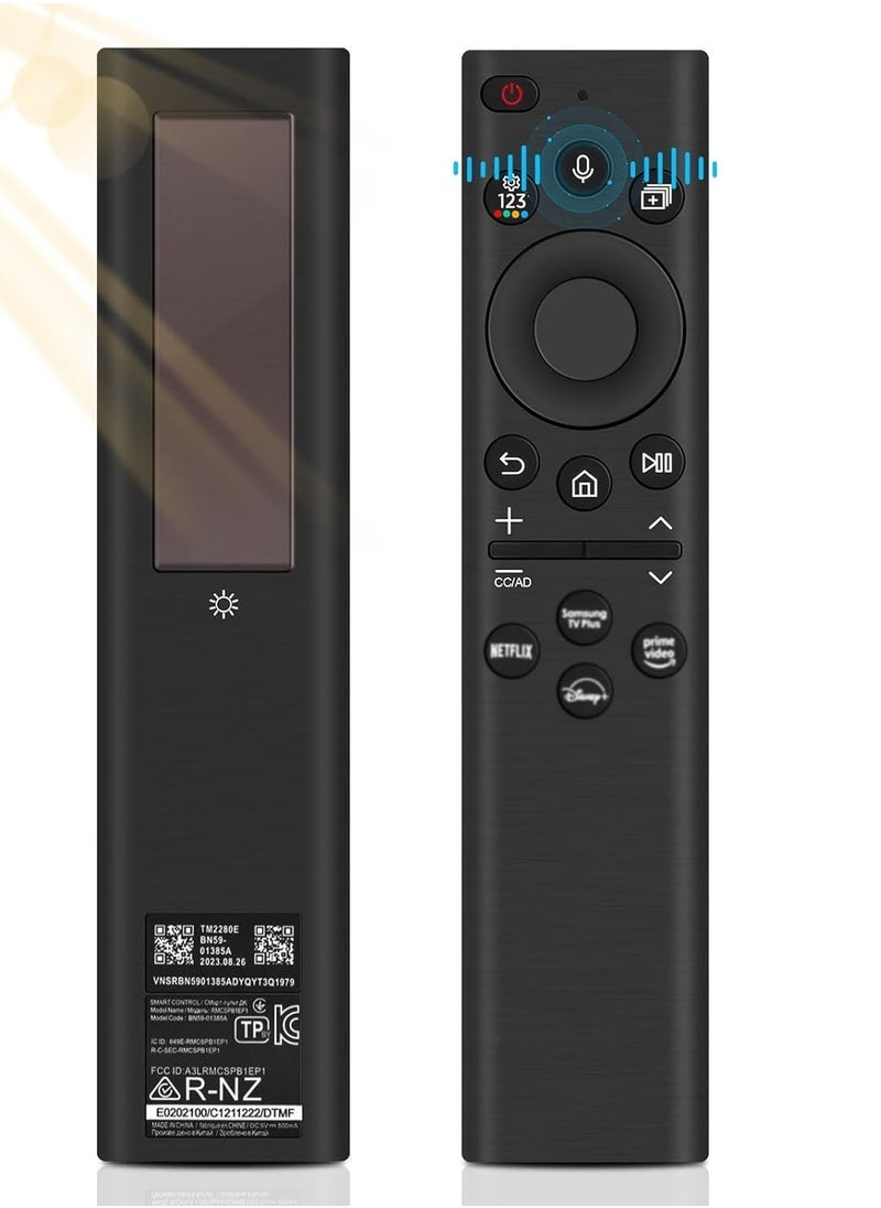 Gravity NEW BN59-01385A Solar Voice Replacement Remote Control for Samsung TV – Universal Rechargeable, 4 Shortcut Buttons for 2021-2022 Neo LED Smart 4K Ultra HD TVs - Image 1