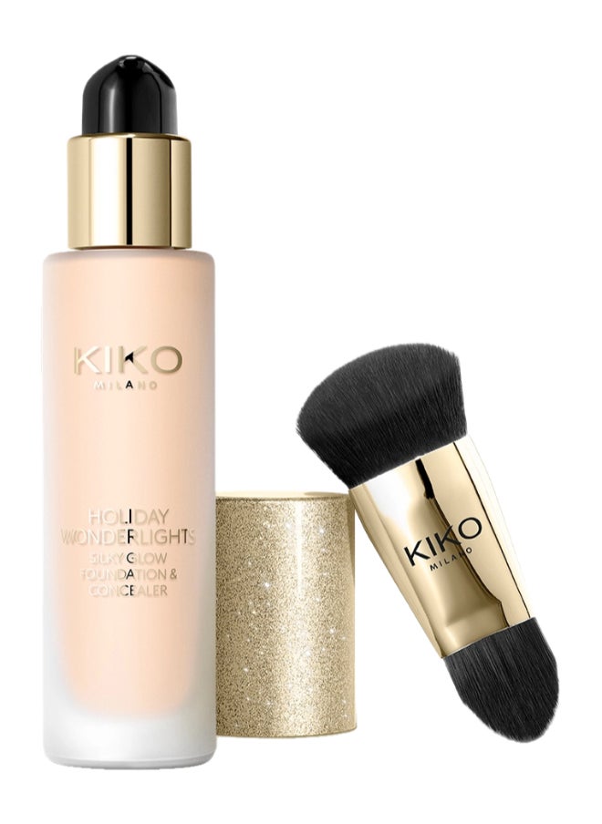 KIKO MILANO Holiday Wonderlights Silky Glow Foundation And Concealer Warm Almond  - Image 1
