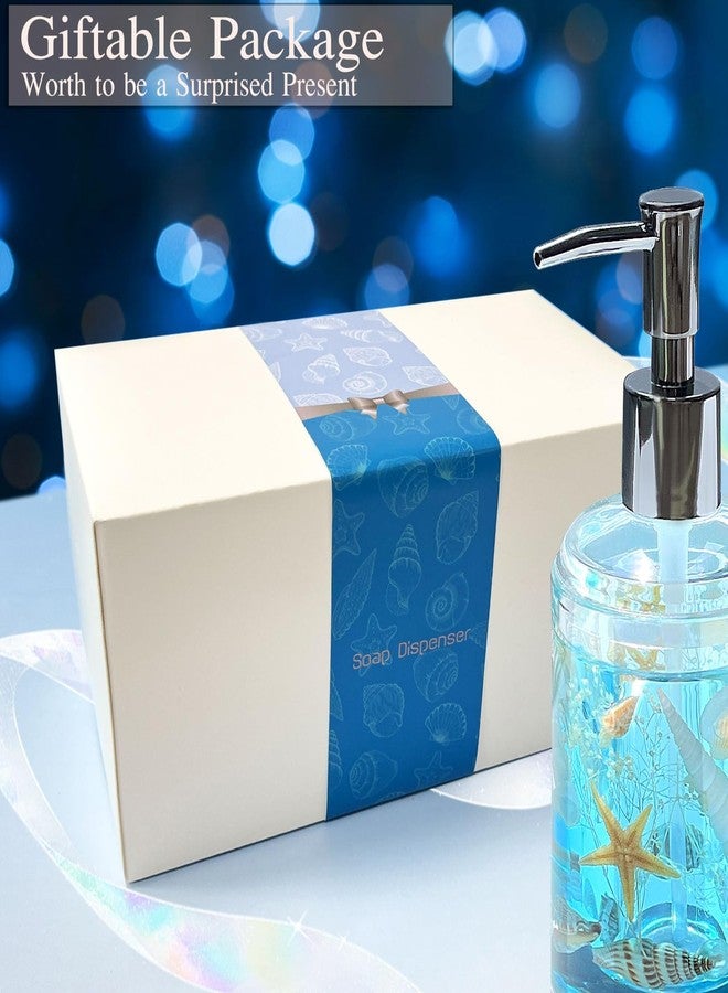 FONMY Soap Dispenser with Pump Acrylic w/Nature Seashell Handmade Bathroom Hand Soap Dispenser, Kitchen Refillable Liquid Dispenser for Soap,Dish Soap, Lotion (Blue) - Image 4