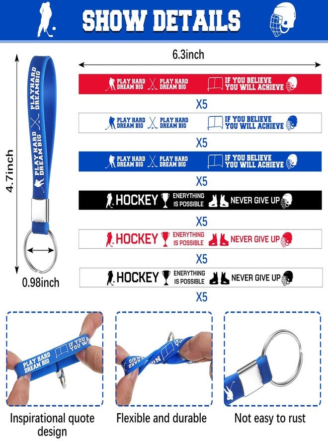 Inbagi 30 Pieces Hockey Motivational Keychains Hockey Party Favors Hockey Inspirational Quote Keychains Ice Hockey Silicone Motivational Keychains Supplies Inspirational Multicolor Medium - Image 2
