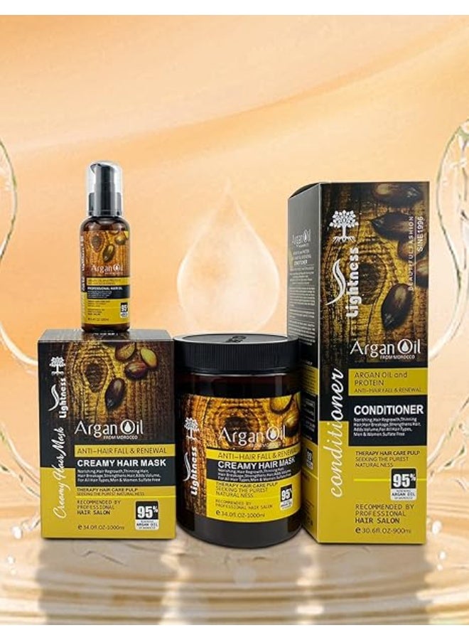 Organ Moroccan Argan Oil Shampoo and Conditioner Set Sulfate Free, Perfect for Damaged, Dry, Curly, Frizzy Hair - Thickening Formula for Fine/Thin Hair, Safe for Color and Keratin Treated Hair(4 in Set) - Image 5