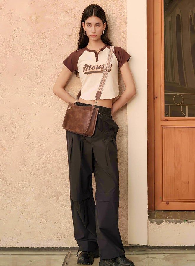CHOLISS Crossbody Bags for Women Fashion Vegan Leather Hobo Purses Shoulder Handbags For Ladies with Wide Strap (Brown) - Image 2