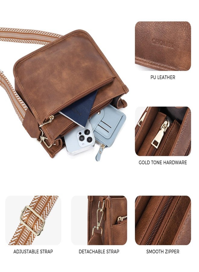 CHOLISS Crossbody Bags for Women Fashion Vegan Leather Hobo Purses Shoulder Handbags For Ladies with Wide Strap (Brown) - Image 5