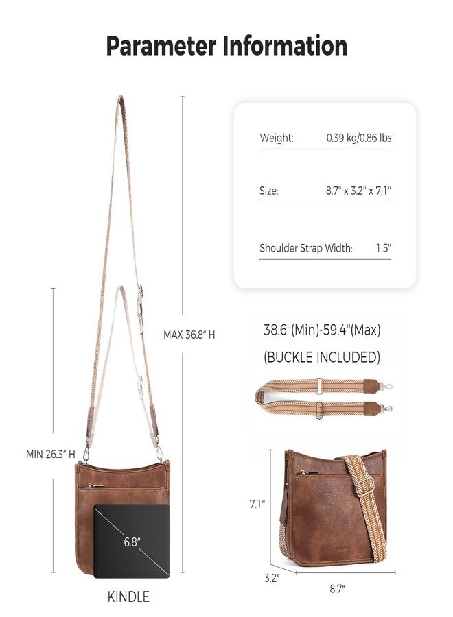 CHOLISS Crossbody Bags for Women Fashion Vegan Leather Hobo Purses Shoulder Handbags For Ladies with Wide Strap (Brown) - Image 4