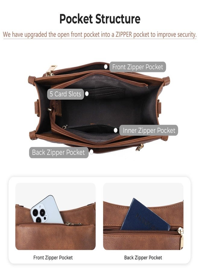 CHOLISS Crossbody Bags for Women Fashion Vegan Leather Hobo Purses Shoulder Handbags For Ladies with Wide Strap (Brown) - Image 3