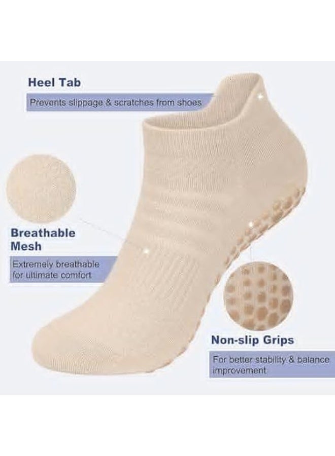 6 Pairs Pilates Socks, Yoga Socks, Non Slip Grip Socks, Breathable Mesh Design, Prevent Slip Slide Accidents, for Yoga, Pilates, Barre, Dance, Barefoot Workout, or Daily Wear at Home - Image 4