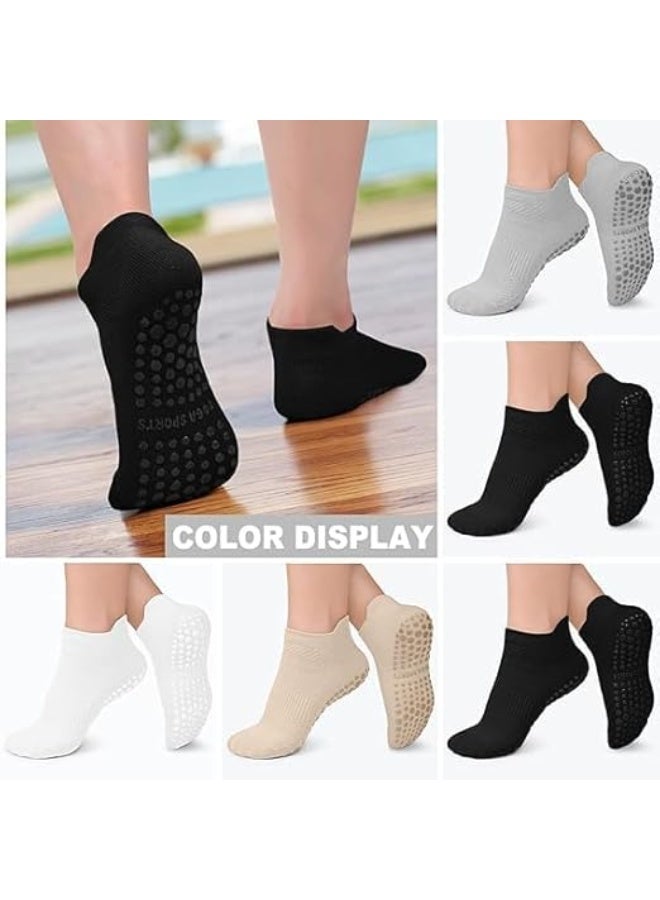 6 Pairs Pilates Socks, Yoga Socks, Non Slip Grip Socks, Breathable Mesh Design, Prevent Slip Slide Accidents, for Yoga, Pilates, Barre, Dance, Barefoot Workout, or Daily Wear at Home - Image 5