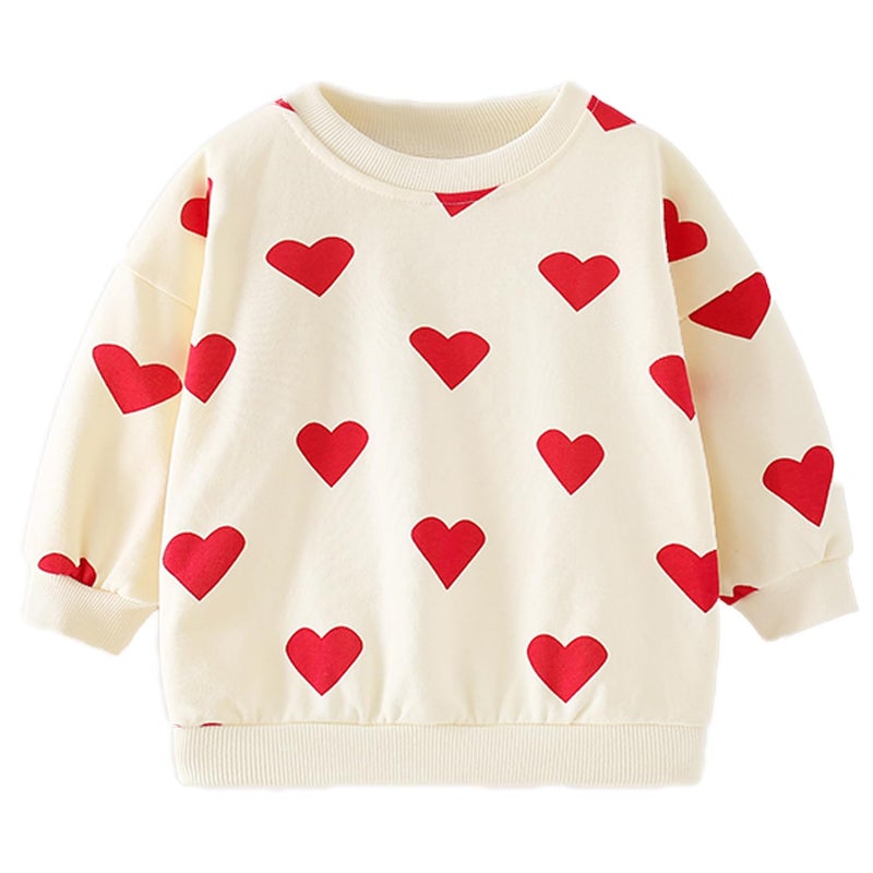 NUBEEHOHO Baby Girls Heart Sweatshirts Casual Valentine's Day Shirt Toddler Long Sleeve Sweater Fall Winter Clothes 3T - Image 1
