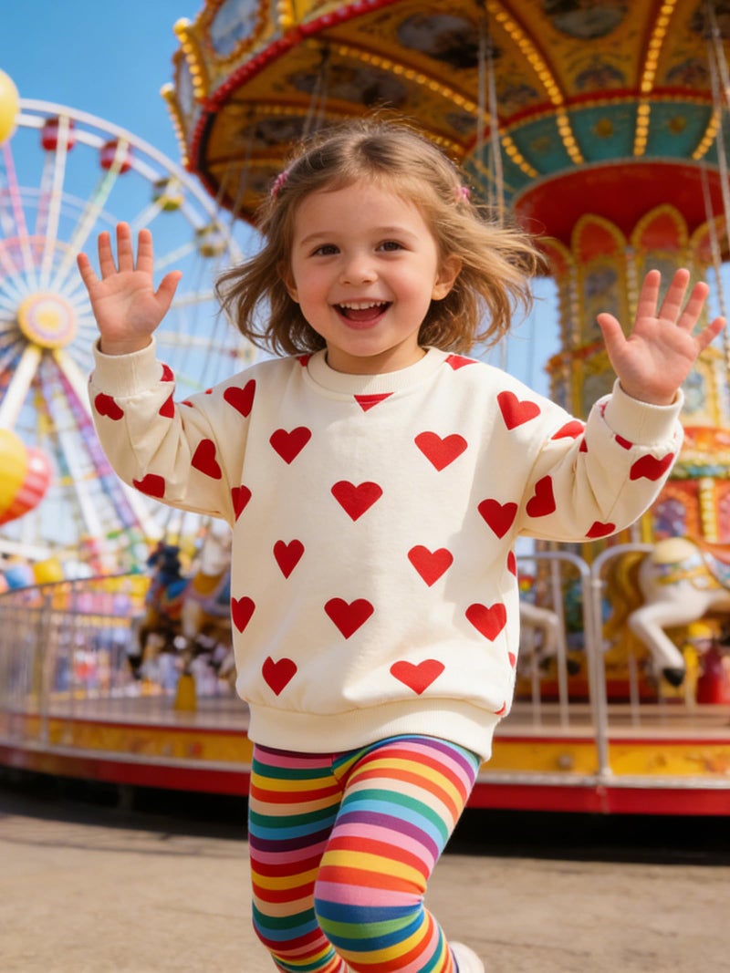 NUBEEHOHO Baby Girls Heart Sweatshirts Casual Valentine's Day Shirt Toddler Long Sleeve Sweater Fall Winter Clothes 3T - Image 4