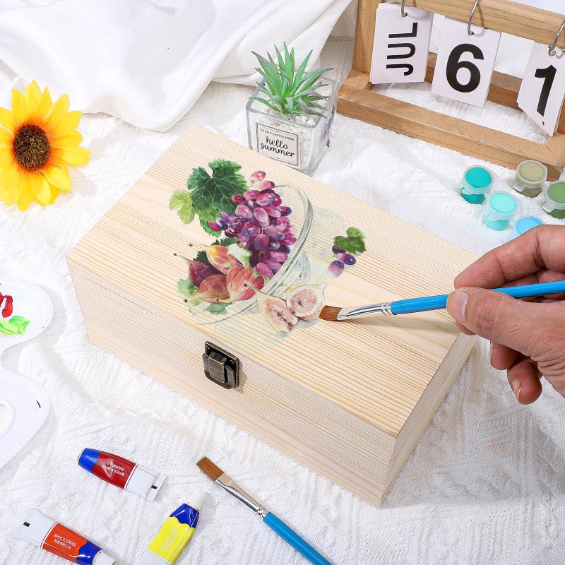 WSICSE Unpainted Wood Box with Hinged Lid - Large 9.2"x5.5"x3.9" for Crafts DIY Storage Jewelry & Gift Box and Hobby Organization Easter Basket Stuffers - Image 4