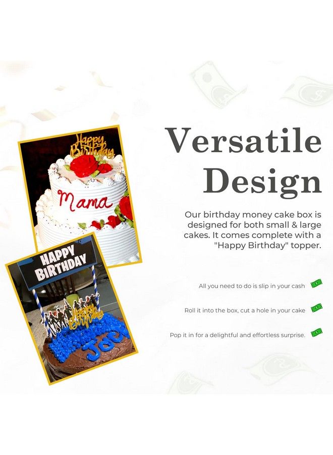 Money Cake Pull Out Kit Includes 1 Money Box 1 Plastic Roll 50 Transparent Bag Connected Pocket, And Happy Birthday Cake Topper For Birthday Parties - Image 5