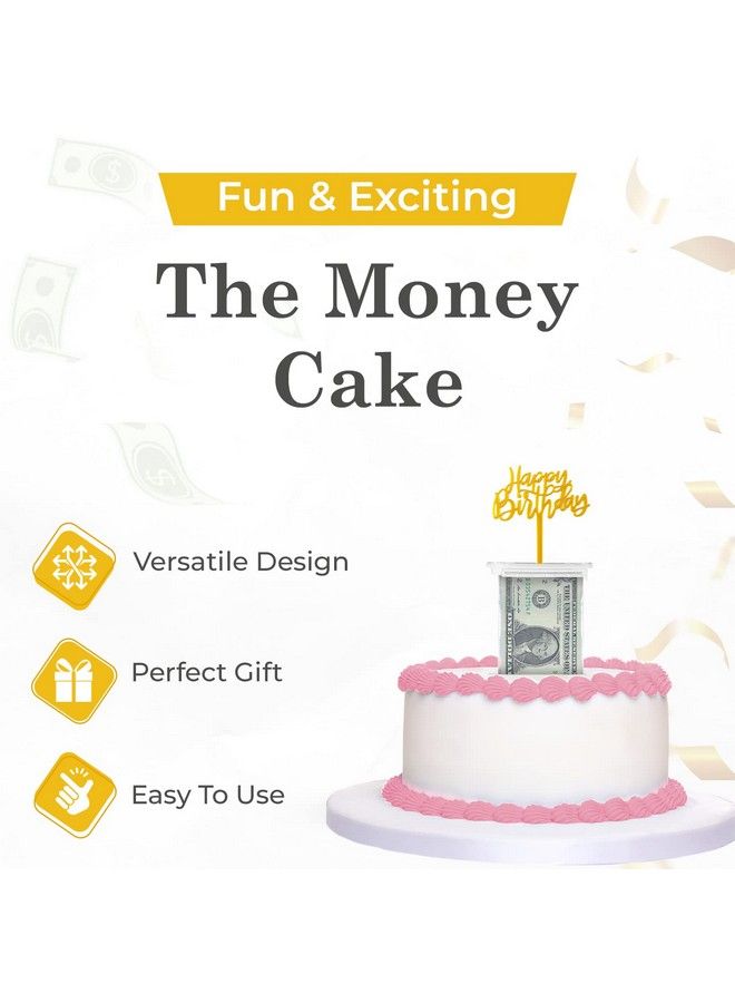 Money Cake Pull Out Kit Includes 1 Money Box 1 Plastic Roll 50 Transparent Bag Connected Pocket, And Happy Birthday Cake Topper For Birthday Parties - Image 4