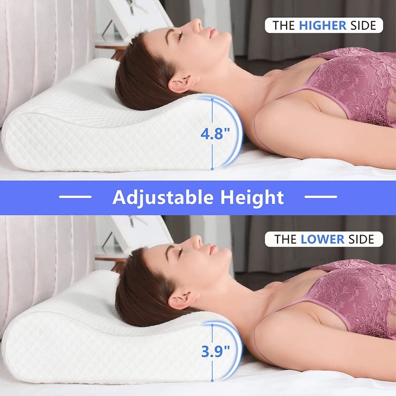 TIQH Memory Foam Orthopaedic Anti Allergy Extra Neck Support Bed Pillow for Sleeping Cervical - Image 2