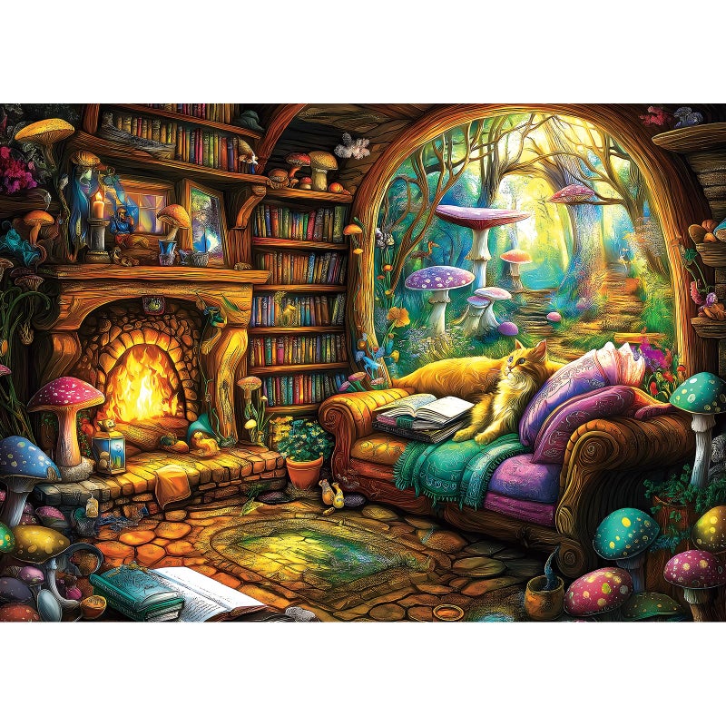 Blueforest 1000 Piece Puzzle for Adults - Magical Forest Library Fantasy Art, 27.5x19.7 Inches Hard Challenging Jigsaw Puzzles for Game Nights Relaxation & Home Decor - Image 1