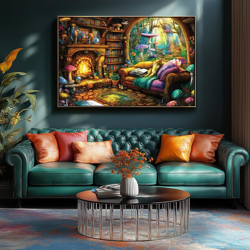Blueforest 1000 Piece Puzzle for Adults - Magical Forest Library Fantasy Art, 27.5x19.7 Inches Hard Challenging Jigsaw Puzzles for Game Nights Relaxation & Home Decor - Image 4