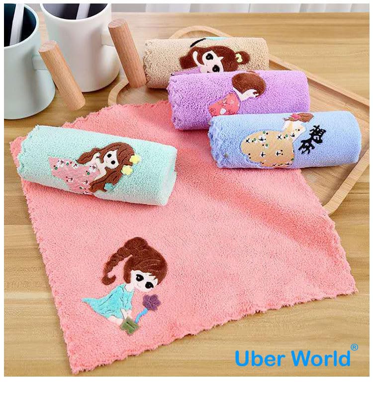 Uber World Microfiber Handkerchief Set for Women, Kids & Newborn Babies | Cartoon Printed Face Towel | 400 GSM Super Soft & Absorbent Rumal | 25×25 cm | Pack of 12 | Multicolour - Image 2