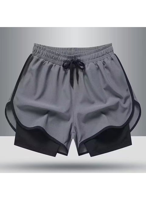 Mens Casual Sport Shorts Elastic Thin Spring Summer Gray