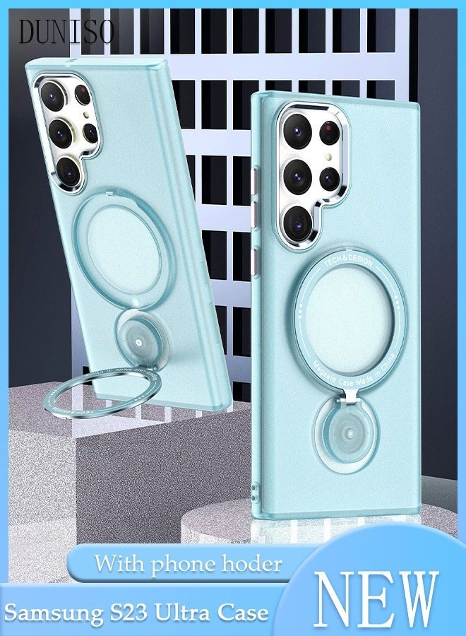 DUNISO Samsung Galaxy S23 Ultra Phone Case 6.8" Full Body Protective Phone Cover Anti-fall Anti-fingerprint Clear Phone Case With Phone Holder and Wireless Charging for Galaxy S23 Ultra 5G Phone Case - Image 1