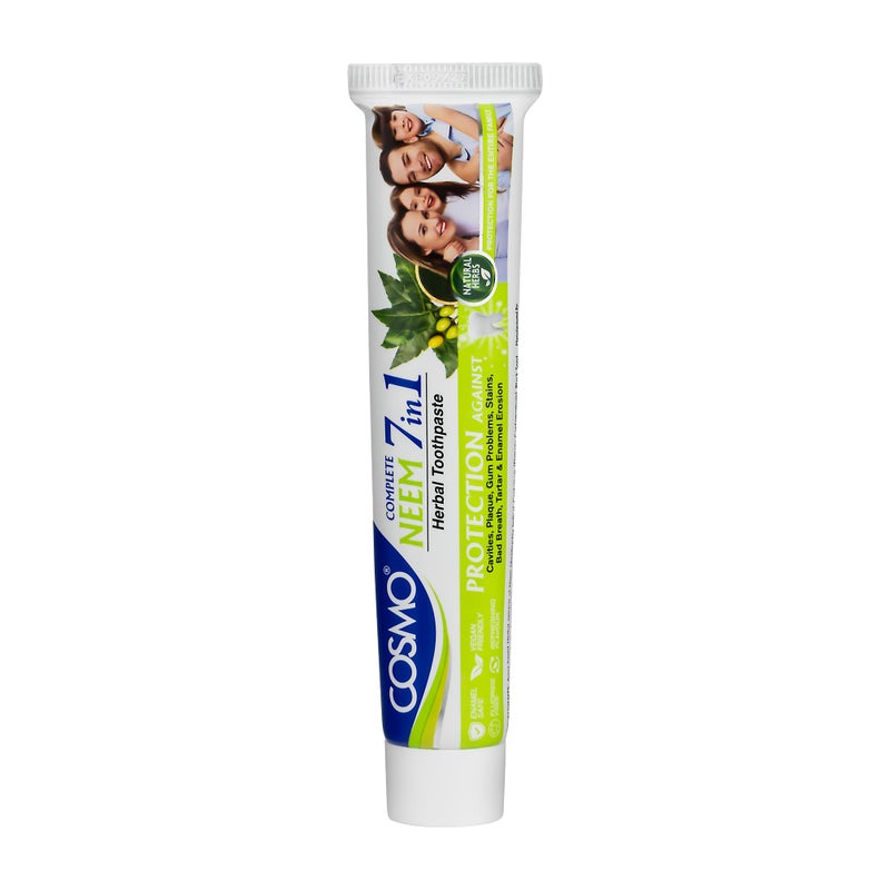COSMO Complete Neem 7 in 1 Herbal Toothpaste for Cavity Protection, Gum Care, Fresh Breath Enriched with Neem & Herbal Actives for Cavity Defense, ]Strength & Lasting Freshness 100g - Image 1
