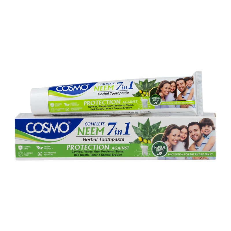 COSMO Complete Neem 7 in 1 Herbal Toothpaste for Cavity Protection, Gum Care, Fresh Breath Enriched with Neem & Herbal Actives for Cavity Defense, ]Strength & Lasting Freshness 100g - Image 2