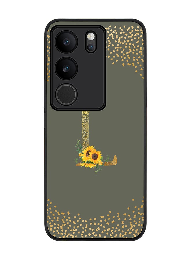 Stylizedd Case for Vivo V29 / Vivo V29 Pro / Vivo S17, Slim fit Flexible Cover Custom Monogram Initial Letter Floral Mandala Pattern Alphabet - L (Olive Green) - Image 1