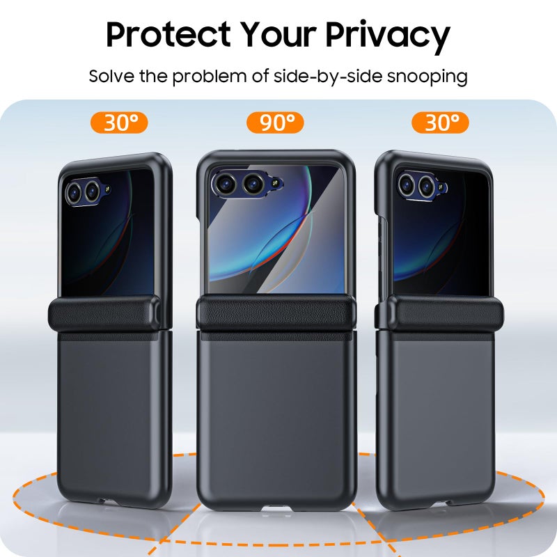 BSNRM for Motorola Razr Plus Case, Built-in Privacy Screen Protector & Hinge Protection & Ultra Thin Matte PC Shockproof Phone Cover Smartphone Case for Moto Razr Plus 2023 (Black) - Image 4