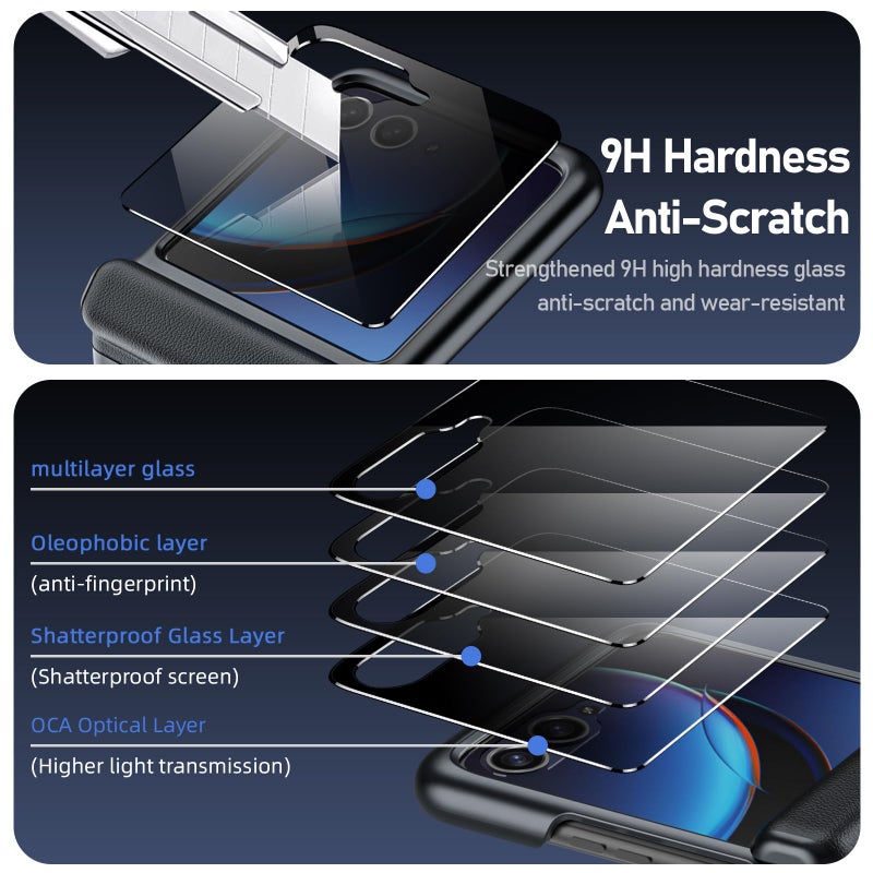 BSNRM for Motorola Razr Plus Case, Built-in Privacy Screen Protector & Hinge Protection & Ultra Thin Matte PC Shockproof Phone Cover Smartphone Case for Moto Razr Plus 2023 (Black) - Image 5