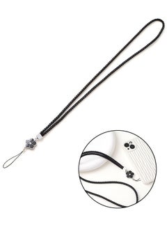 Generic Flower Braided Leather Badge Lanyard, Long Strap Neck Lanyard Keychain Strap, ID Badge Holder (Black)  - Image 1
