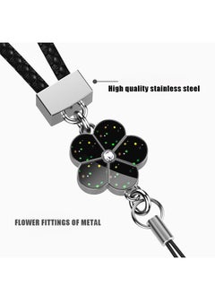 Generic Flower Braided Leather Badge Lanyard, Long Strap Neck Lanyard Keychain Strap, ID Badge Holder (Black)  - Image 3