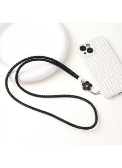 Generic Flower Braided Leather Badge Lanyard, Long Strap Neck Lanyard Keychain Strap, ID Badge Holder (Black)  - Image 4