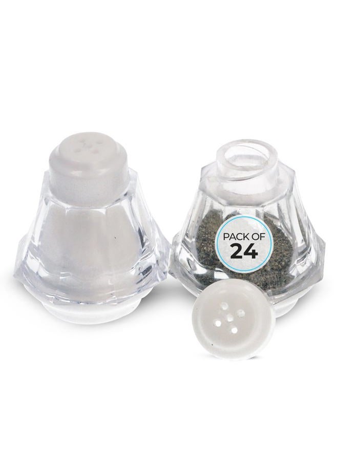 Crafts Central Plastic Mini Salt and Pepper Shakers For Party's, Restaurants and Wedding's - 24 Pcs (White) - Image 1