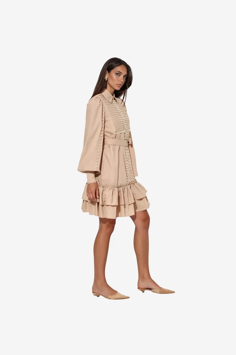 جينيفر Belted V-neck Mini Dress