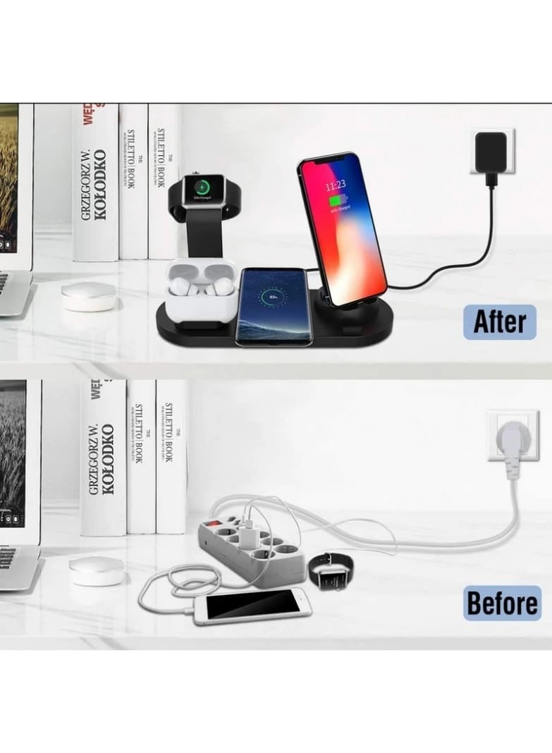 traditious 6-in-1 Fast Wireless Charging Station – Multi-Device Charger Dock for iPhone 16/15/14/13 Pro Max, Apple Watch, AirPods, Android Smartphones & More – Compact & Quick Charge Hub - White  - Image 5