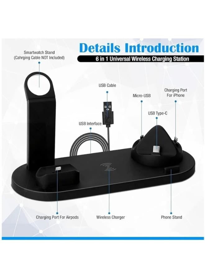 تقليدي محطة شحن لاسلكية سريعة 3 في 1 – قاعدة شحن متعددة الأجهزة لهواتف iPhone 16/15/14/13 Pro Max وساعة Apple Watch وسماعات AirPods والهواتف الذكية بنظام Android والمزيد – محور شحن مدمج وسريع – باللون الأسود - Image 5