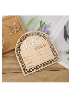 Generic Wooden Newborn Announcement Sign, Rattan Hello World Birth Announcement Sign, Baby Name Plaque for Girl Boy Photo Prop Baby Shower Nursery Hospital, Baby Shower Gift  - Image 5
