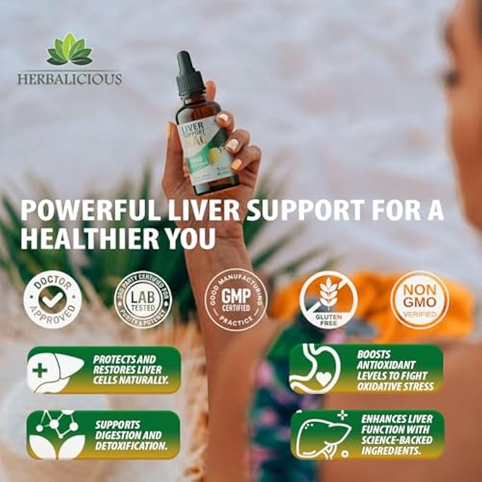 HERBALICIOUS دعم الكبد NAC 360 دفاع – صحة الكبد السائلة مع NAC، حليب الشوك، الهندباء، الهندباء البرية، الكركم، تشانكا بيدرا، جذر الشمندر والزنك – يدعم إزالة السموم من الكبد، التنظيف وصحة الخلايا – 4 أونصة سائلة - Image 4