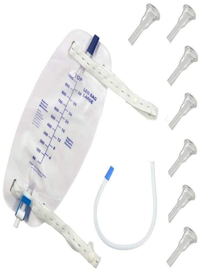 lifevv Male Complete Kit Urinary Incontinence One-Week, 7-Condom Catheters External Self-Seal 31mm (Intermediate), + Premium Leg Bag （1000ml）with 18" Tubing, Straps & Fast and Easy Draining - Image 1