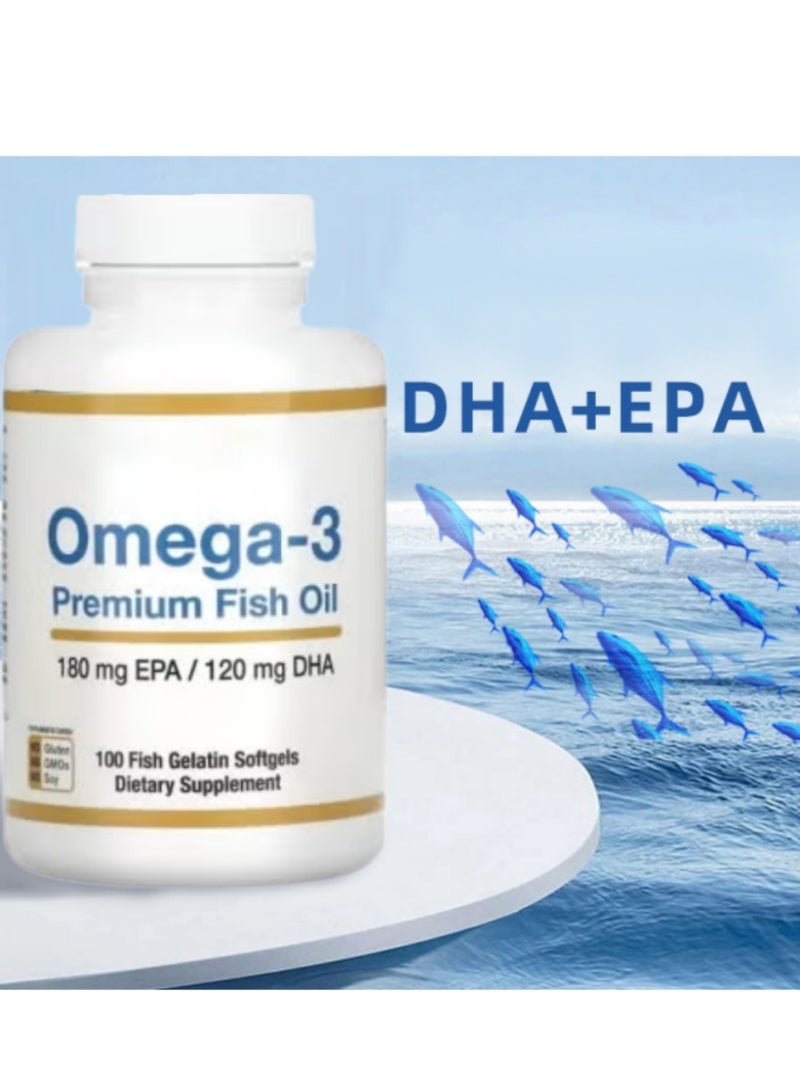 Omega Premium Omega-3 Fish Oil Concentrated Formula with EPA and DHA for Optimal Lipid Profile and Immune Support - Gluten-Free, 100 Fish Gelatin Softgels - Image 4