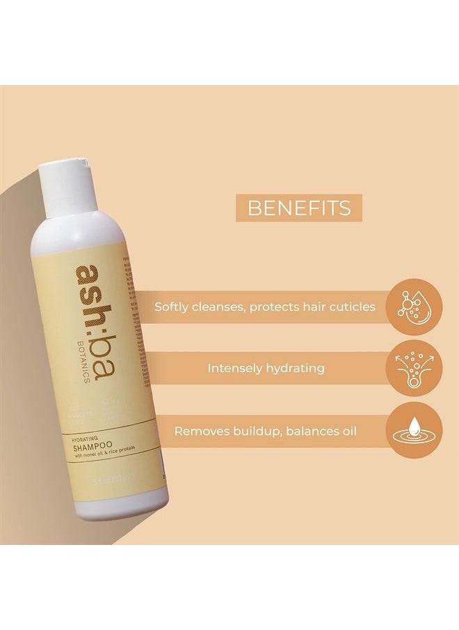 Ashba Botanics Vegan Hydrating Shampoo for Healthy Hair & Scalp (237ml) | Softly Cleanses, Protects Hair Cuticles, Removes Buildup with Monoi Oil & Rice Protein | Paraben, Sulfates, EDTA Free  - Image 3