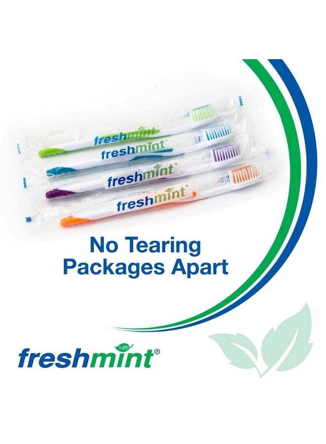 Freshmint (144 Pack) Individually Wrapped Premium Toothbrushes, Oversized Easy Grip Rubber Handle, Soft Multi Color Nylon Bristles, Bulk Packed, No Cutting Or Tearing Apart Required. - Image 3