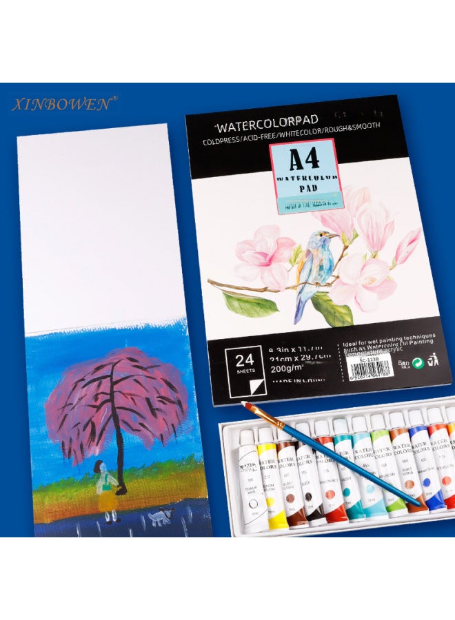 Xinbowen Student Hand-painted A3/a4/a5 Plastic Watercolor Book 180g24 Pages Medium Coarse Texture Cotton Pulp Drawing Book - Image 2