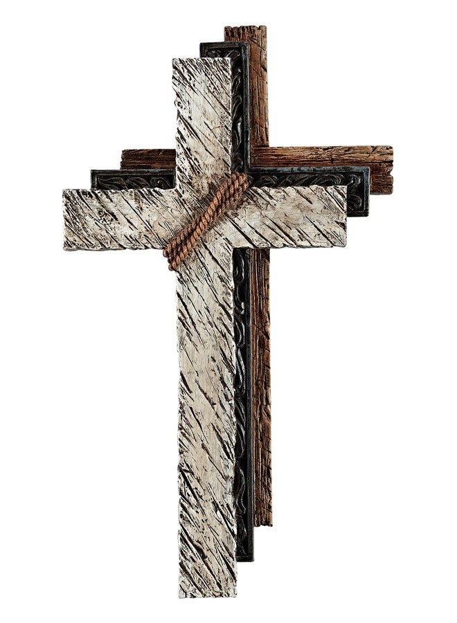 Eagrafts Rustic Decorative Layered Wood Texture Resin Wall Cross, Home Wall Decor - Image 1