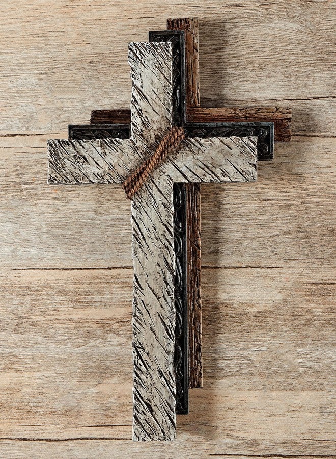 Eagrafts Rustic Decorative Layered Wood Texture Resin Wall Cross, Home Wall Decor - Image 4
